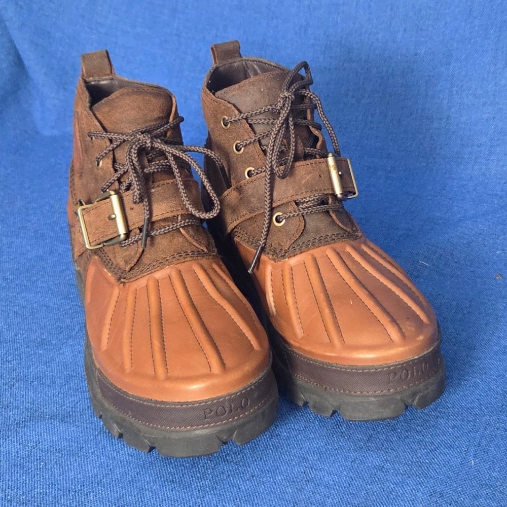 Polo Ralph Lauren Oslo Low BT WP Men 9.5D Brown Leather Suede Duck Boots